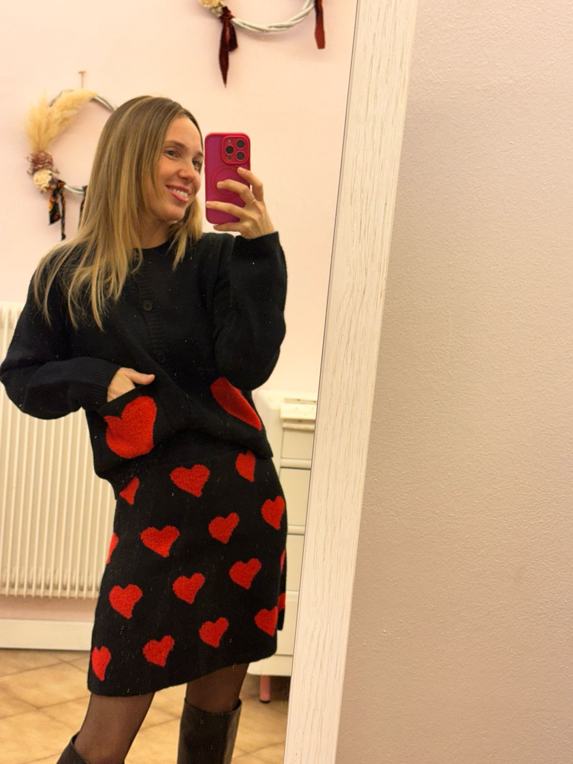 CARDIGAN CUORI ROSSI