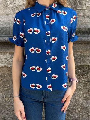 CAMICETTA BLU CON COCCINELLE