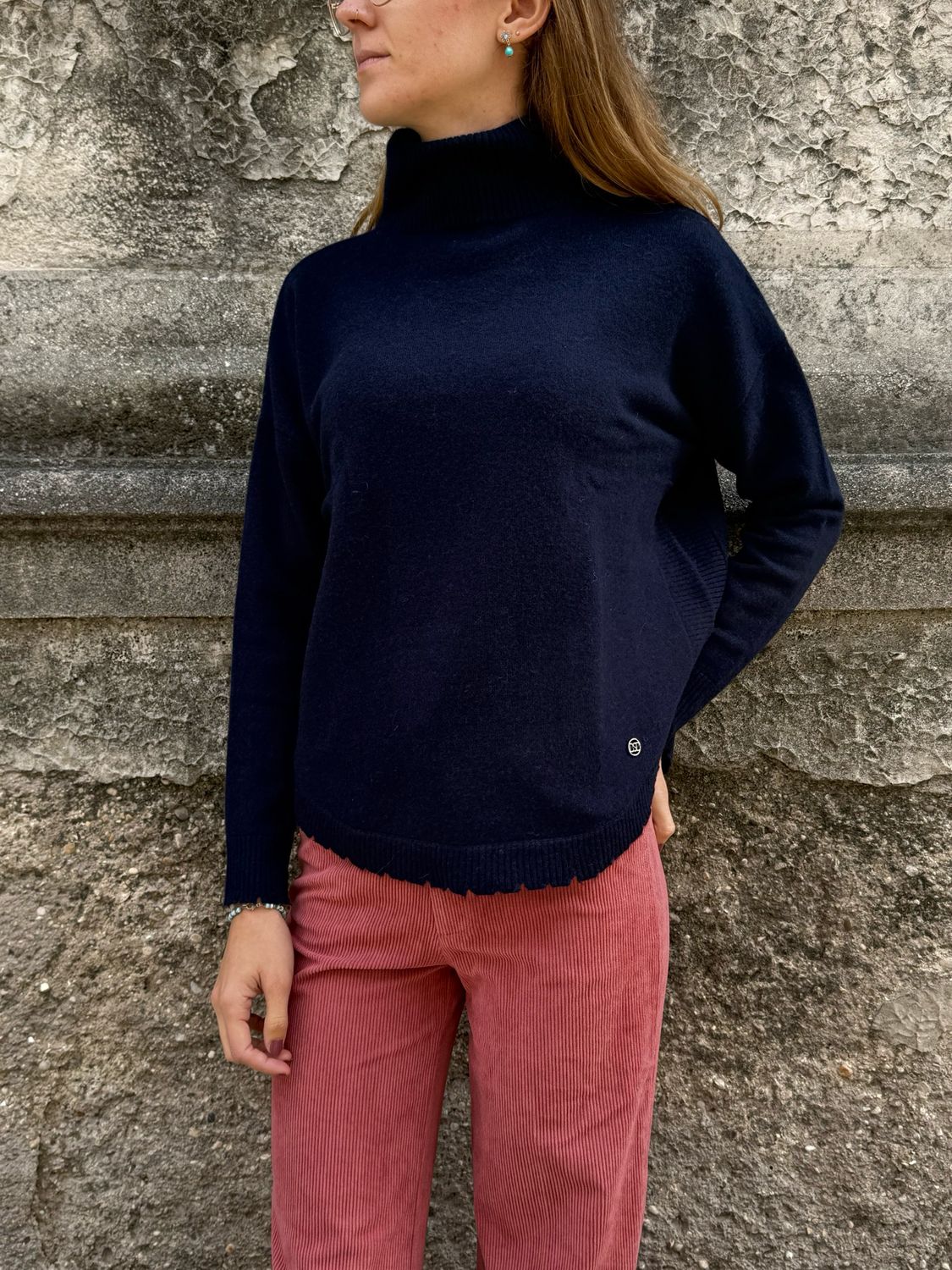 MAGLIONE A COLLO ALTO BLU