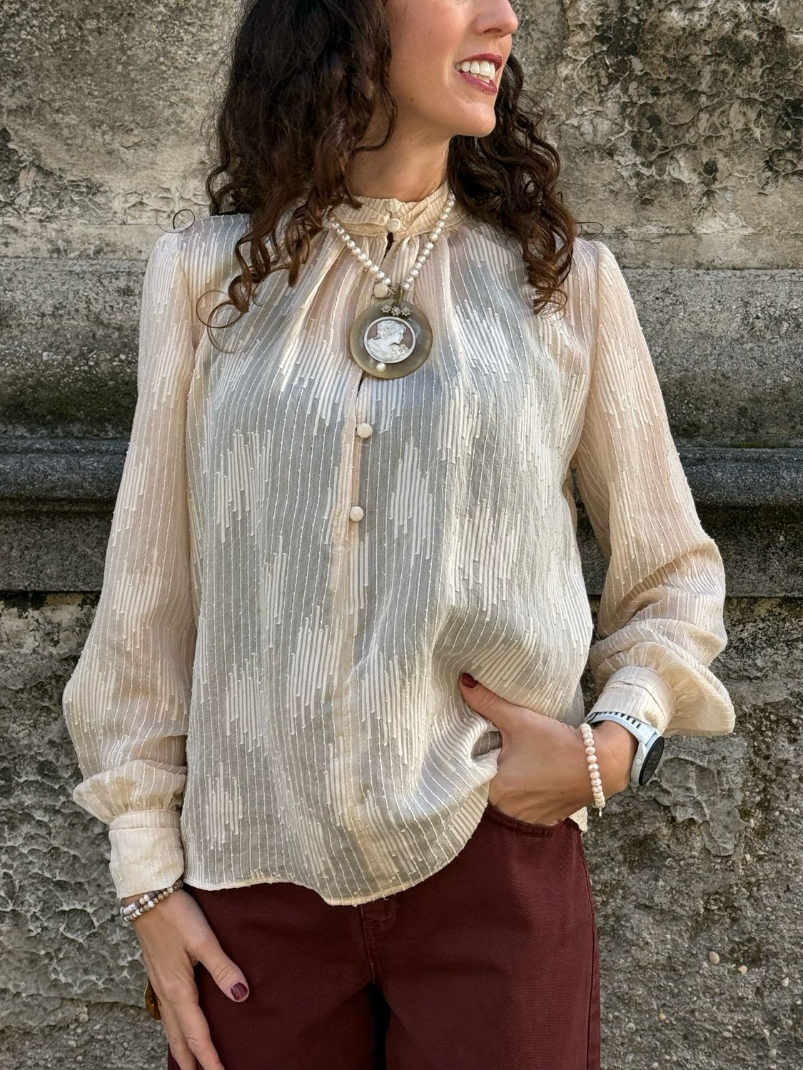 CAMICIA ELEGANTE COLOR CREMA/BEIGE