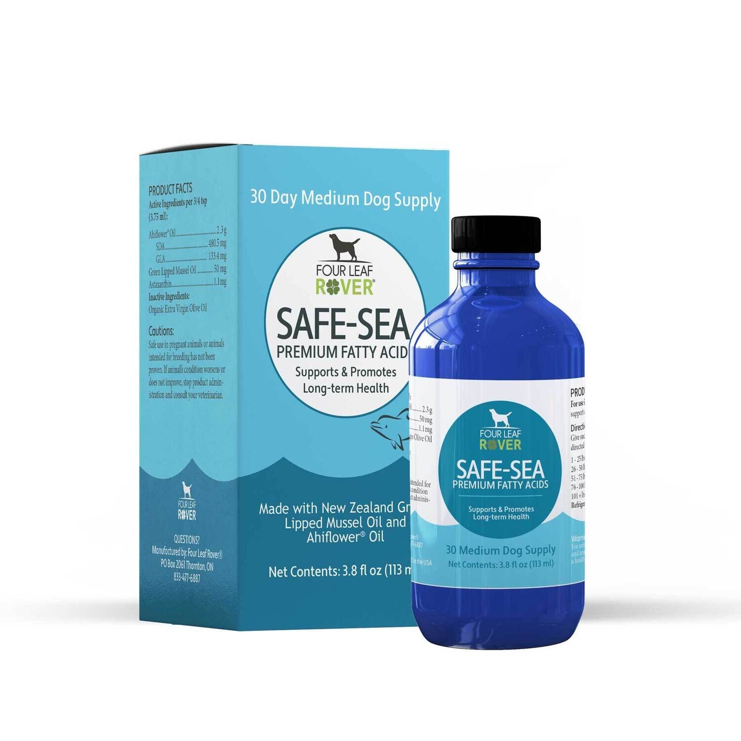 SAFE-SEA: GREEN LIPPED MUSSEL OIL FOR DOGS
Move over fish oil! Safe-Sea is a sustainable and healthy combination of New Zealand Green Lipped Mussel Oil and Ahiflower.