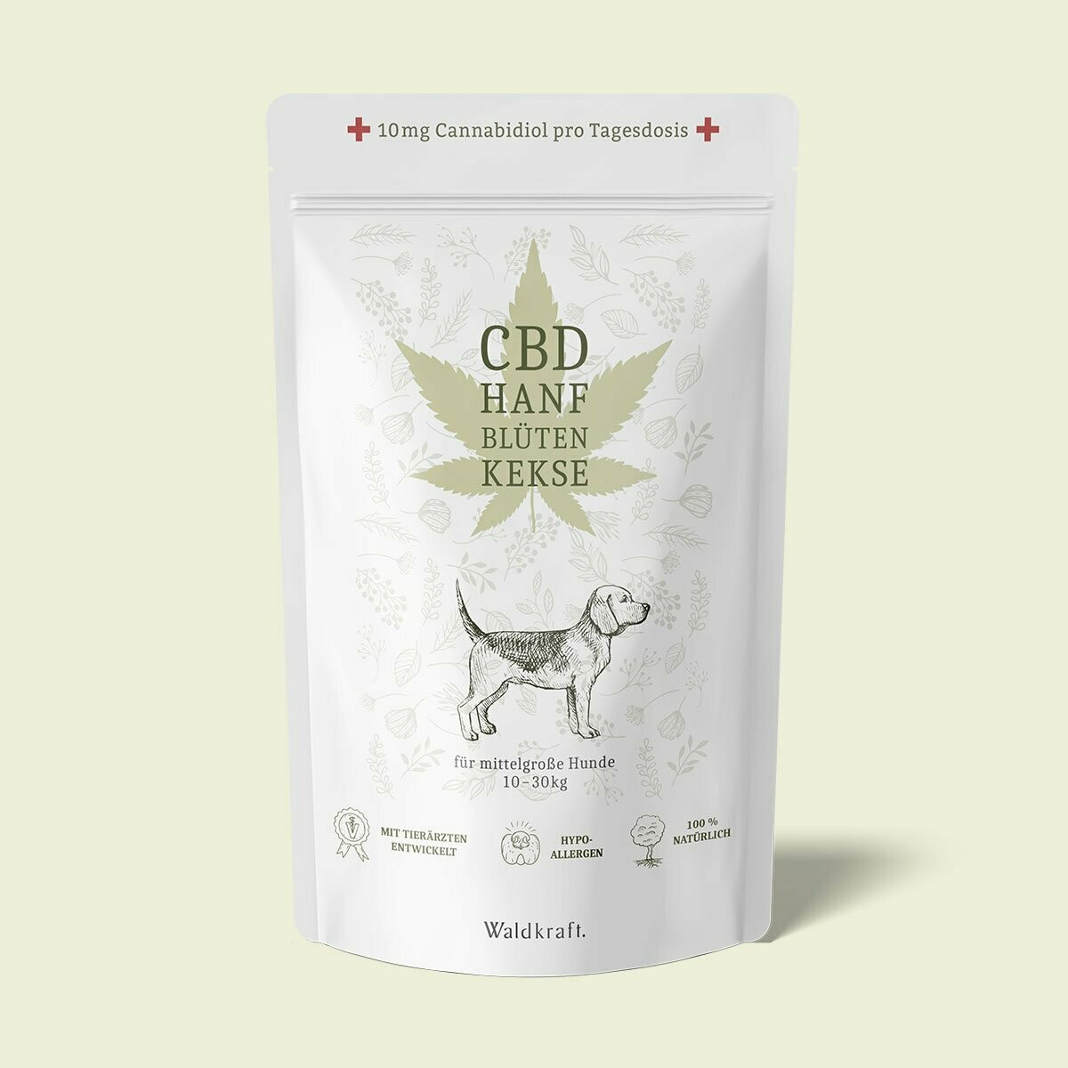 Waldkraft CBD-Hanfblütenkekse für mittelgroße Hunde – 300 mg CBD – 150 Kekse
