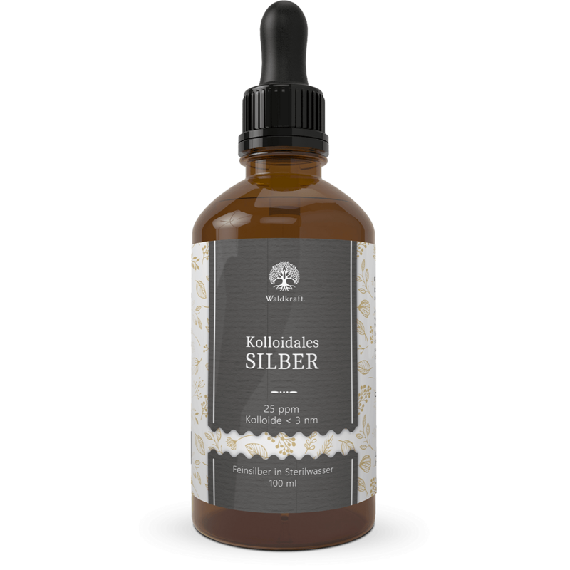 Waldkraft Kolloidales Silber 25 ppm - Antimikrobielle Lösung 100ml Pipette
