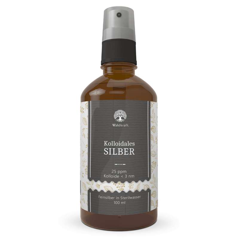 Waldkraft Kolloidales Silber 25 ppm - Antimikrobielle Lösung 100ml Sprühaufsatz