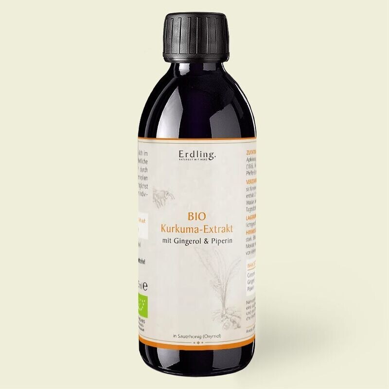 Waldkraft Erdling Kurkuma-Extrakt mit Gingerol und Piperin in Oxymel Waldkraft Erdling Kurkuma-Extrakt mit Gingerol und Piperin in Oxymel