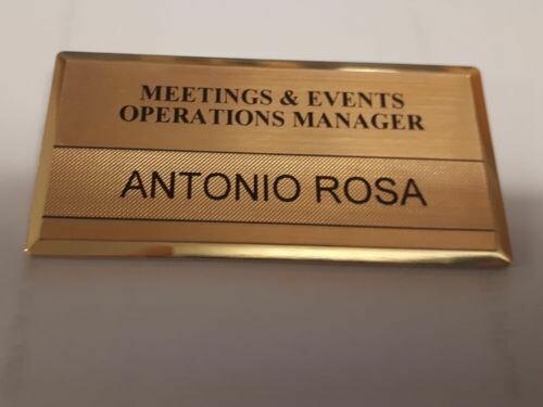 Gold name badge