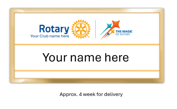 White Masterbrand Name badge with Rotary 2024-25 theme - Club