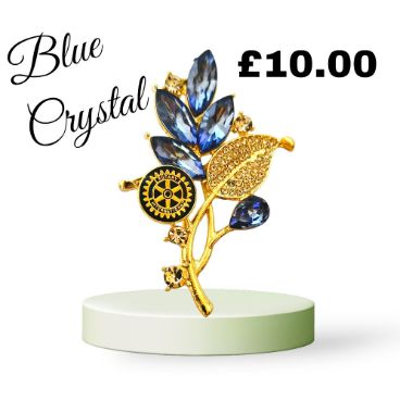 Blue crystal flower brooch - NEW