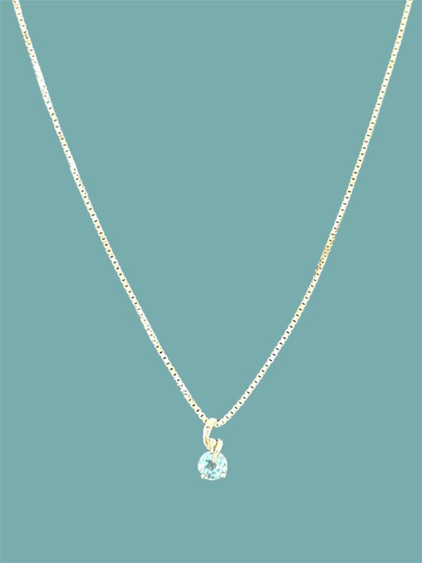 9ct White Gold Box Chain with a 9ct Blue Topaz & Diamond Pendant