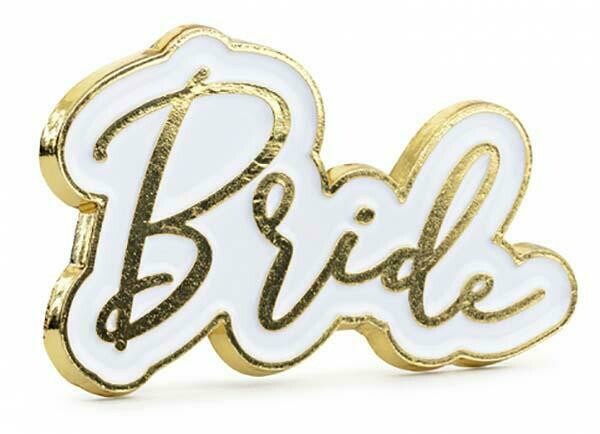 Μεταλλική χρυσή καρφίτσα “Bride”