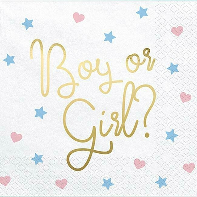 Χαρτοπετσέτες “Boy or Girl” για Baby Shower (20 τεμ)