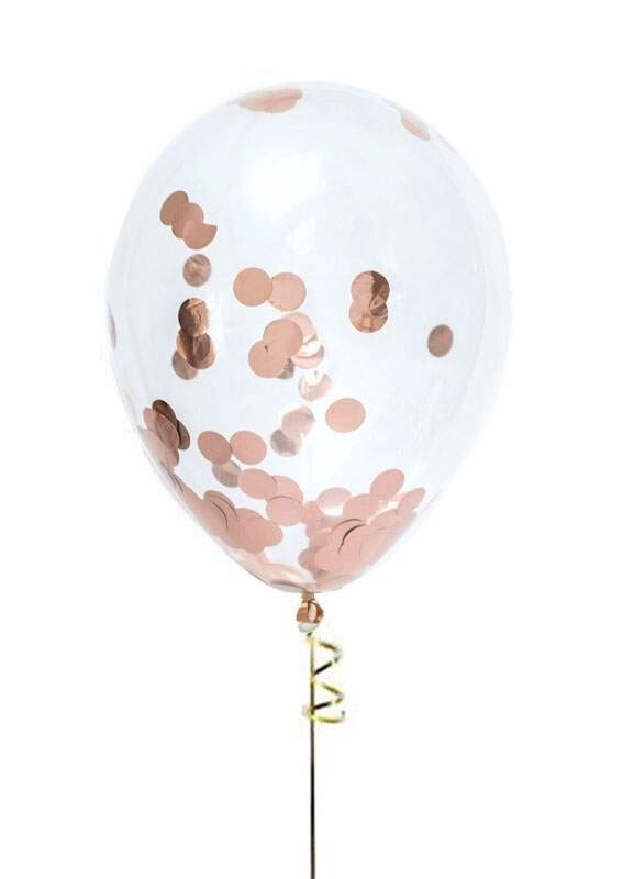 Μπαλόνι latex με ροζ-χρυσό κονφετί 13"