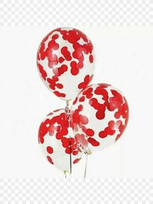 Μπαλόνι latex με κόκκινο κονφετί 12"  1τμχ