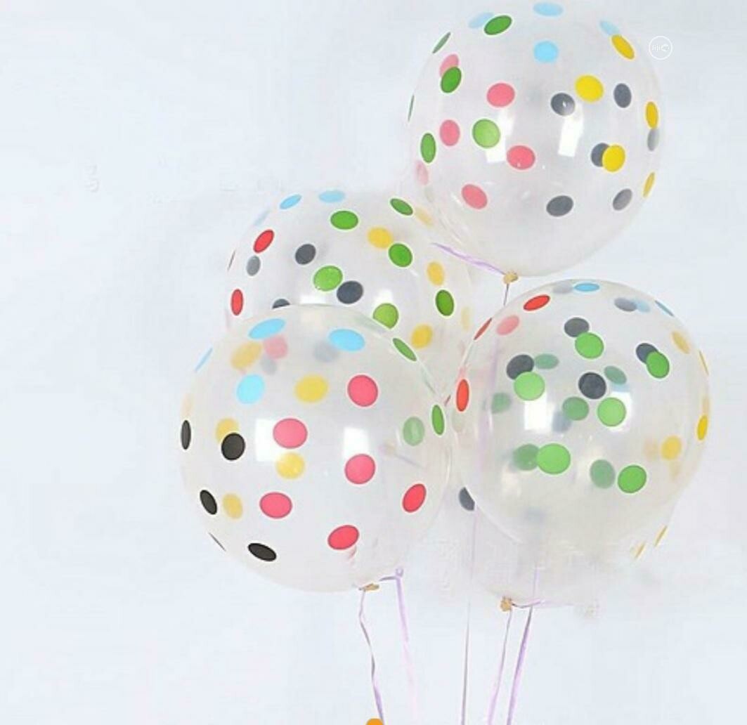 Διάφανο μπαλόνι πουά πολύχρωμο 1τμχ