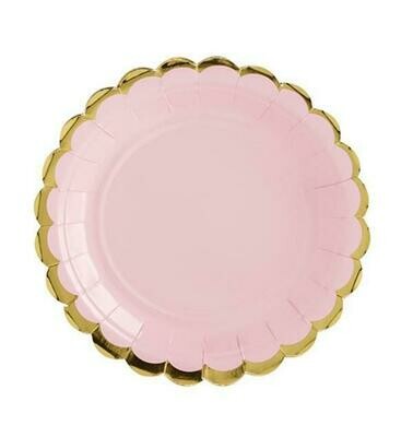 Πιάτα Ροζ με χρυσό περίγραμμα (6 τεμ)