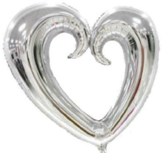 30" Ασημί Καρδιά με τρύπα Foil Μπαλόνι