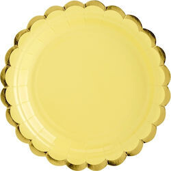 Πιάτα γλυκού κίτρινα με χρυσό περίγραμμα (6τμχ)