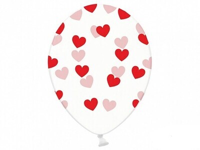 12” Διάφανα Μπαλόνια με Κόκκινες Καρδούλες (1τεμ)
