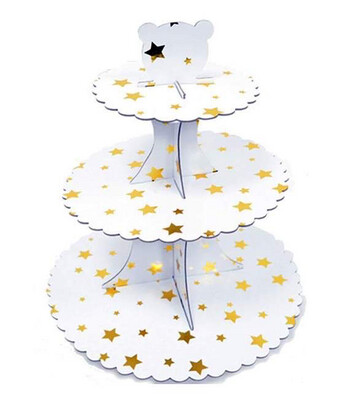 Βάση για Cupcake άσπρη με χρυσά Αστέρια