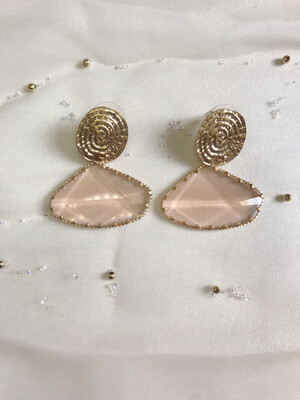 Σκουλαρίκια χρυσά με ημιδιαφανή πέτρα