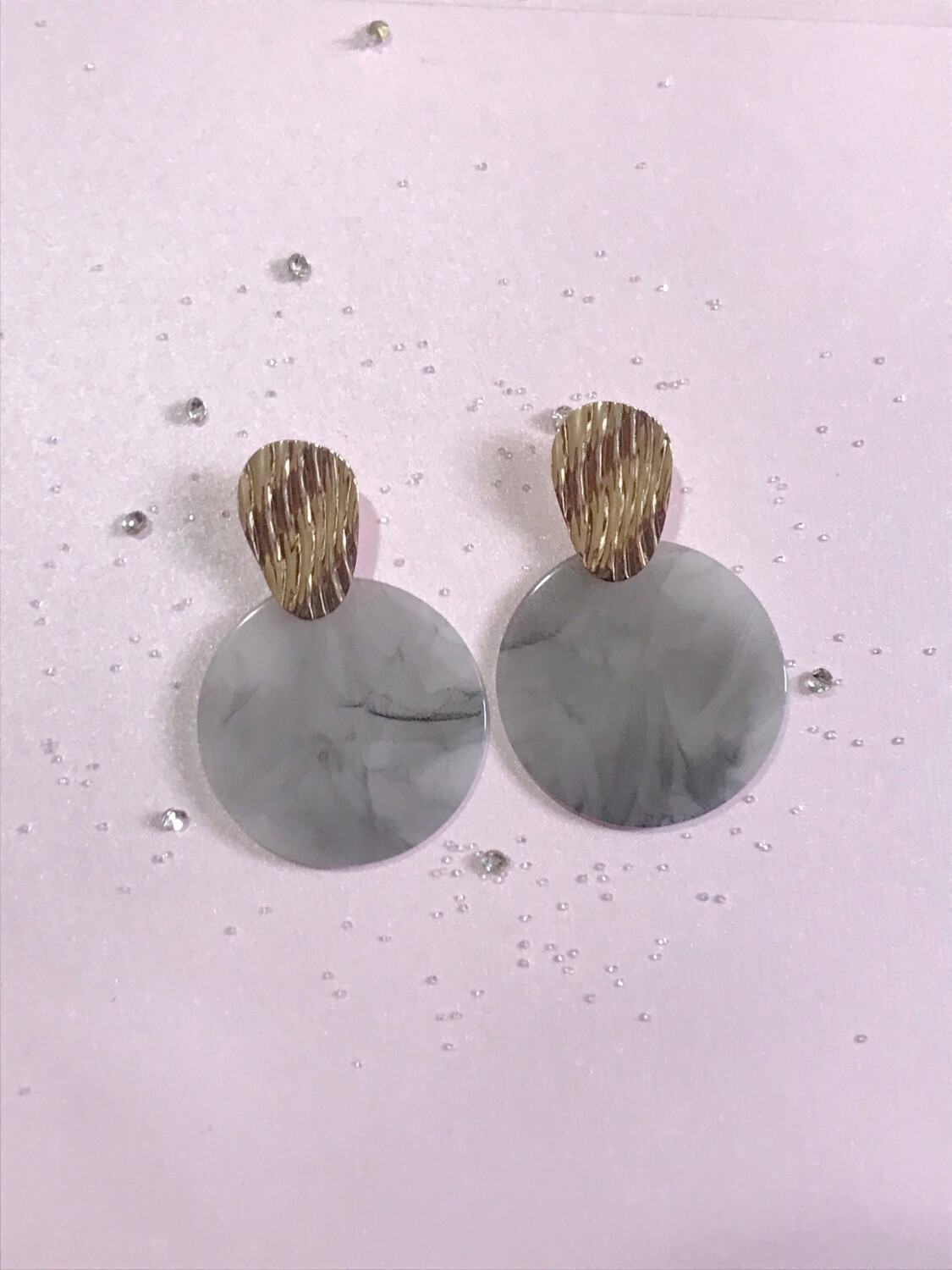 Σκουλαρίκια με εφέ γρανίτη γκρι στρογγυλά
