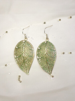 Σκουλαρίκια φύλλο χρυσό-πράσινο