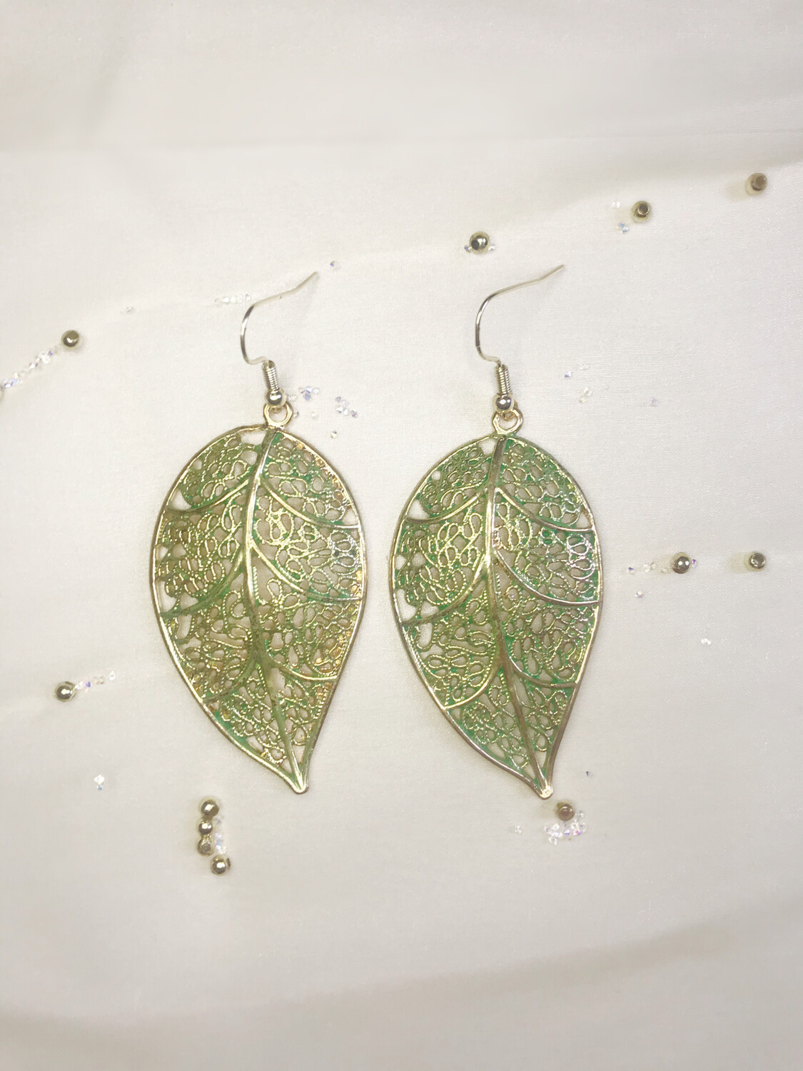 Σκουλαρίκια φύλλο χρυσό-πράσινο