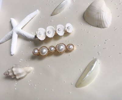 Σετ 2 τσιμπίδια μαλλιών με κοχύλια και πέρλες