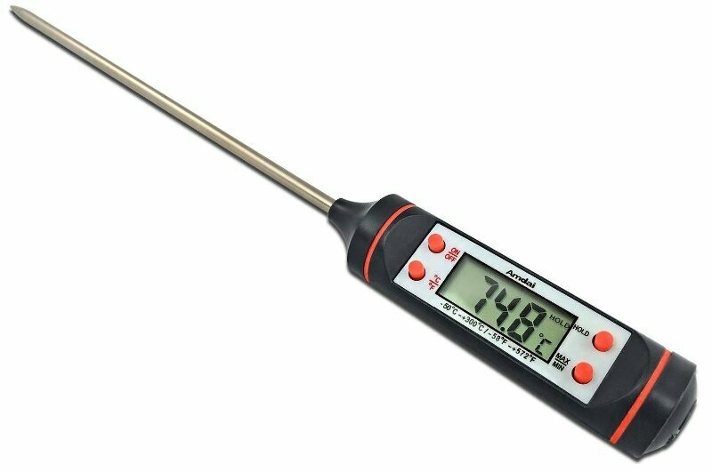 Ψηφιακό θερμόμετρο κουζίνας ακριβείας με ανοξείδωτη ακίδα &amp; οθόνη LCD