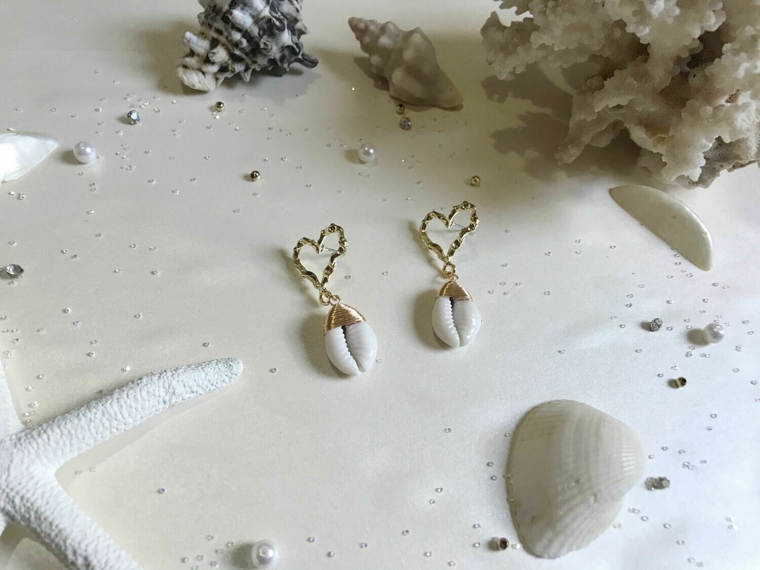 Σκουλαρίκια καρδιά με κοχύλι