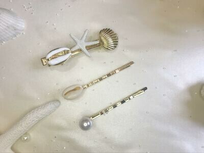 Σετ κλιπ μαλλιών αστερίας-κοχύλια