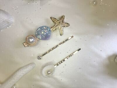 Σετ κλιπ μαλλιών αστερίας-κοχύλι