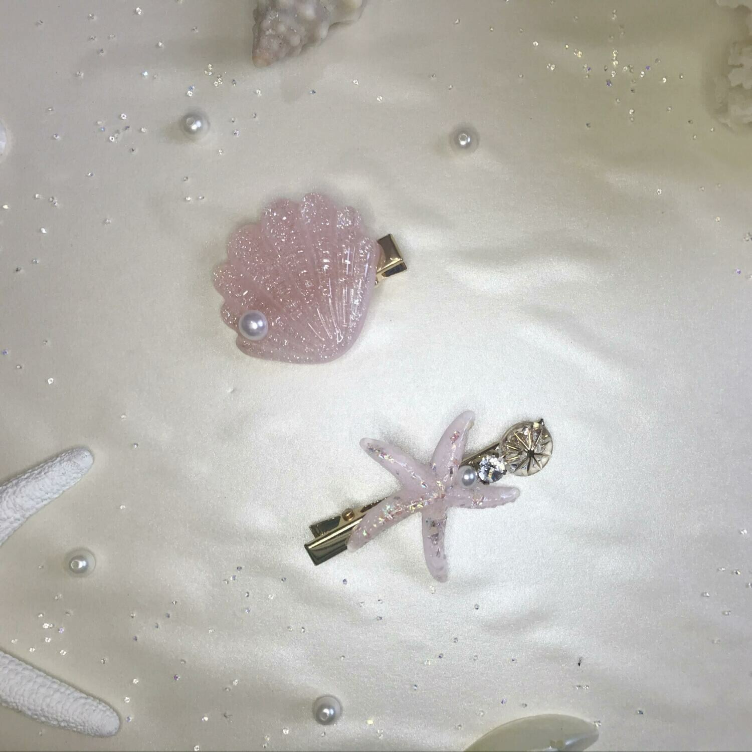 Σετ κλιπ μαλλιών αστερίας-κοχύλι