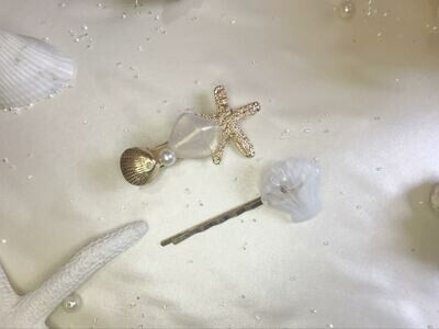 Σετ κλιπ μαλλιών αστερίας-κοχύλι