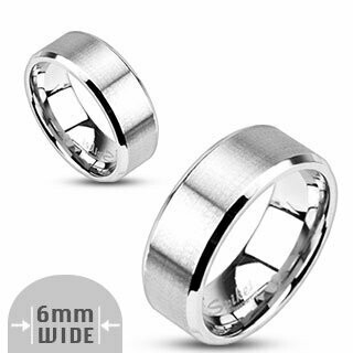 gebürsteter (matter) Edelstahlring mit abgeflachten polierten Kanten, 6mm breit