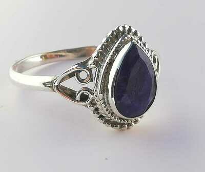 Silber (925 ) Ring, mit echtem Lapis Lazuli Stein, handmade, Grösse 59