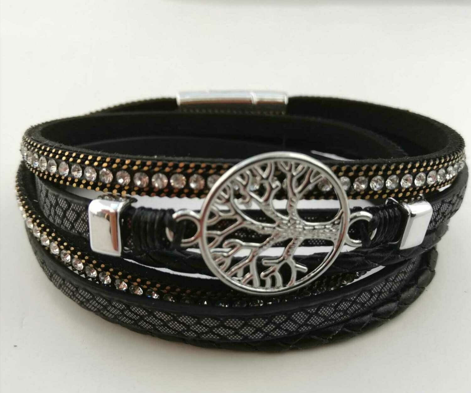 JewelryWe Lebensbaum Lederarmband Für Herren – Verstellbar, Mit Edelstahl-Platte & Magnetverschluss