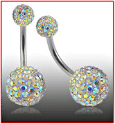 Crystal Edge Bauchnabel Banane, in AB (regenbogen) mit Titan Stab, Crystal Edge Bauchnabel Banane, in AB (regenbogen) mit Titan Stab,