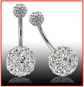 Crystal Edge Bauchnabel Banane, in crystal clear, mit Titan Stab, Crystal Edge Bauchnabel Banane, in crystal clear, mit Titan Stab,