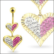 Echt Gold Bauchnabel Banane , double Heart mit high Quality Zirkonia, einfach unglaublich schön