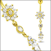 Echt Gold Bauchnabel Banane, Flower Crown mit high Quality Zirkonia, einfach unglaublich schön