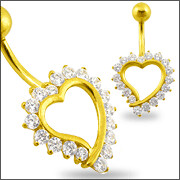 Echt Gold Bauchnabel Banane, Herz mit high Quality Zirkonia, einfach unglaublich schön
