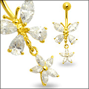 Echt Gold Bauchnabel Banane , Butterfly mit high Quality Zirkonia, einfach unglaublich schön