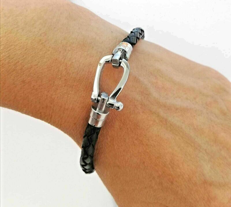 geflochtenes Echt Leder Armband mit Magnetverschluss aus Edelstahl, 6mm breit geflochtenes Echt Leder Armband mit Magnetverschluss aus Edelstahl, 6mm breit