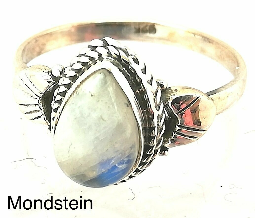 Echt Stein Ring Mondstein, Silber (925 ) Ring, mit echtem Mondstein, handmade