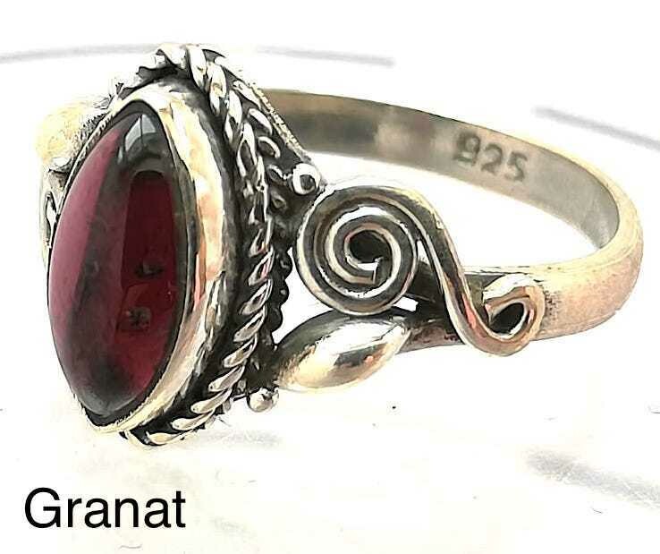Echt Stein Ring Granat, Silber (925 ) Ring, mit echtem Granat Stein, handmade