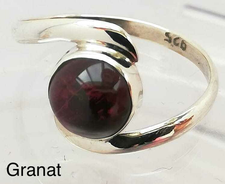 Echt Stein Ring Granat, Silber (925 ) Ring, mit echtem Granat Stein, handmade