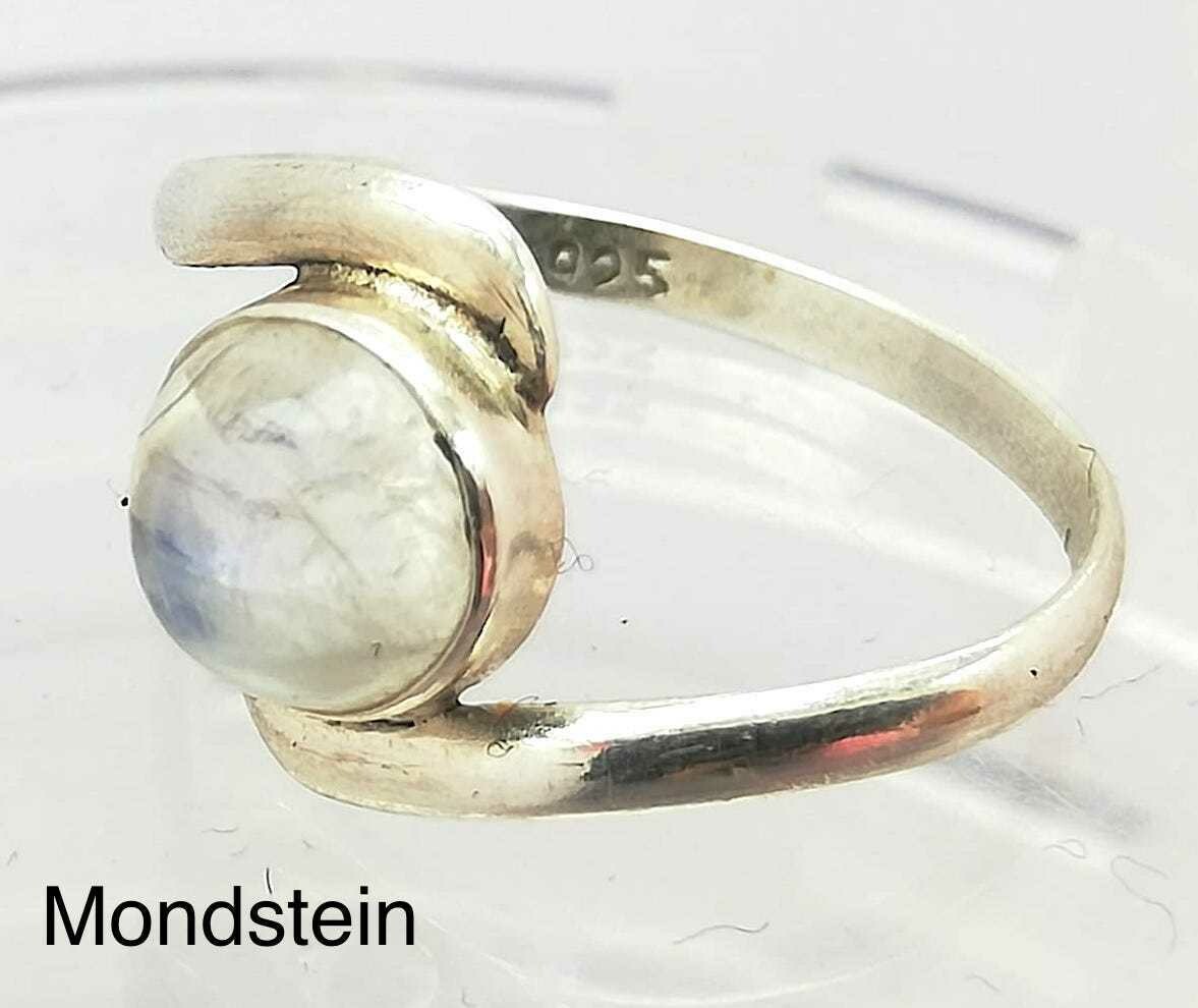 Echt Stein Ring Mondstein, Silber (925 ) Ring, mit echtem Mondstein, handmade