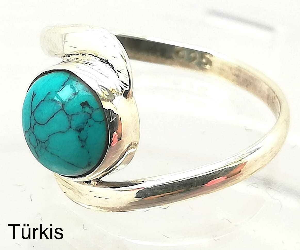 Echt Stein Ring Türkis aus Tibet, Silber (925 ) Ring, mit echtem Mondstein, handmade