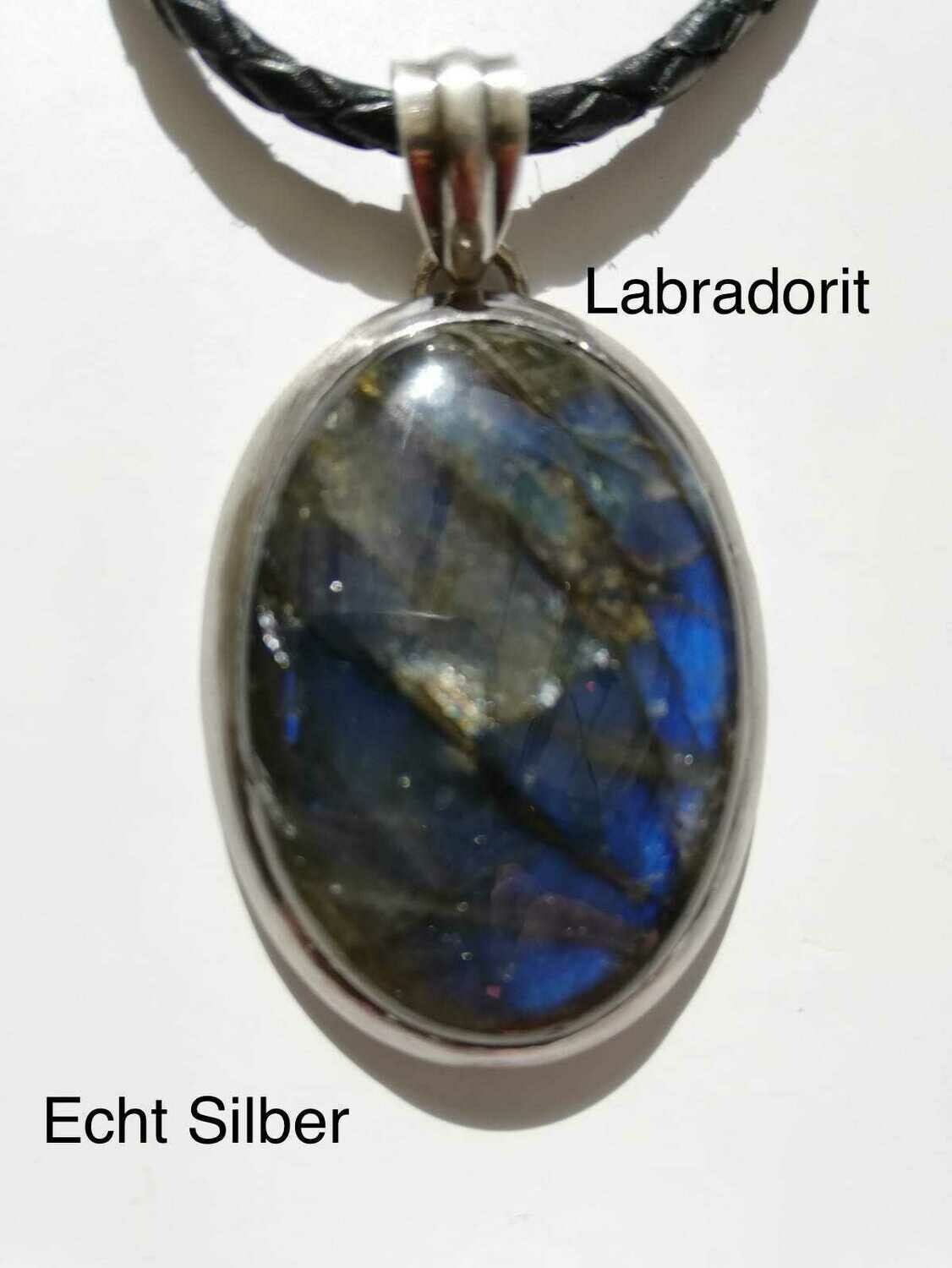 Echt Stein Anhänger, 925 Sterling Silber,  Labradorit Cabochon
